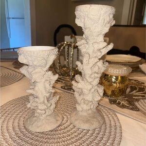 Elegant White Coral Candle Holders